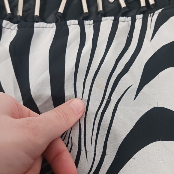 Y2k Vintage Repaired Zebra Print One Shoulder Top - Picture 7 of 13